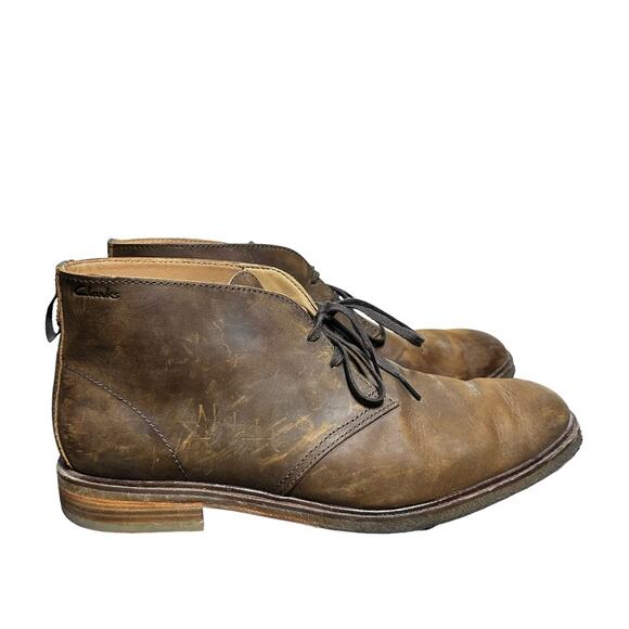 Clarks Bushacre 2 Chukka Boot Leather Lace-Up Round Toe Brown 13